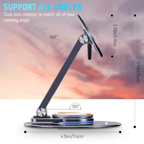 ZORBES® Magnetic Desk Phone Stand for iPhone 14 13 12 Series Aluminum Holder with 360 Rotation Base Adjustable Foldable Mobile Compatible Pro Max Mini Mag Safe Case 3PCS ZORBES® Magnetic Desk Phone Stand for iPhone 14 13 12 Series Aluminum Holder with 360 Rotation Base Adjustable Foldable Mobile Compatible Pro Max Mini Mag Safe Case 3PCS